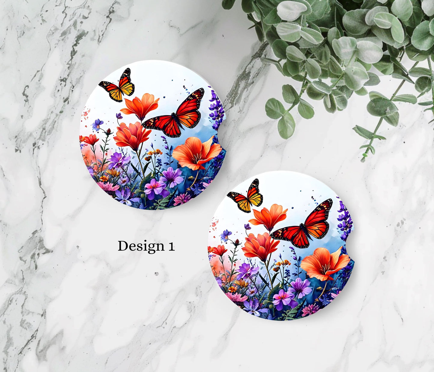 Flowers & Butterflies Car Coasters